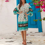 Casual Ethnic Floral Print Loose Cover-Up Dress