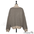 Casual Knitted Cardigan Oversize Button Front Contrast Stripe Cardigan