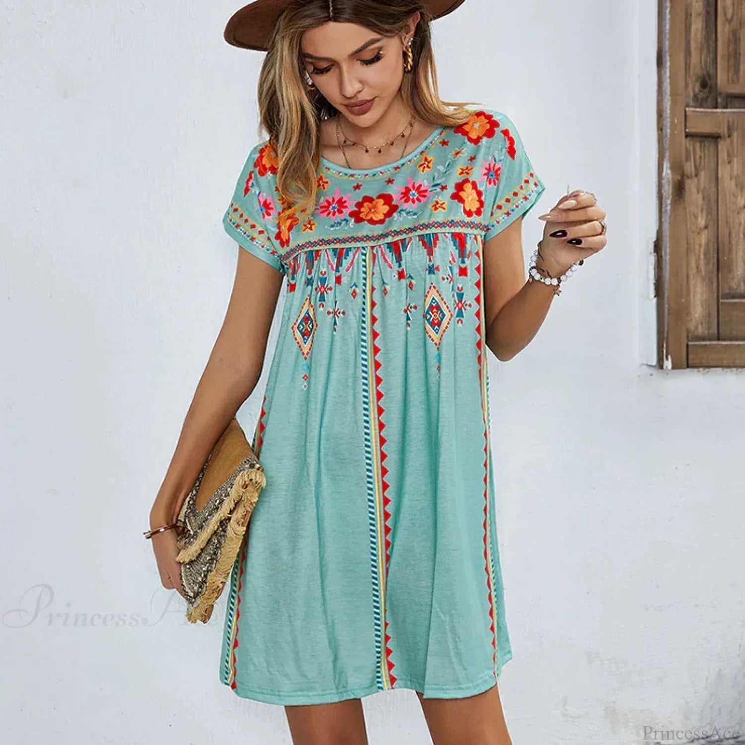 Casual O-neck Cotton Boho Dress