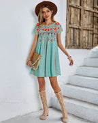 Casual O-neck Cotton Boho Dress