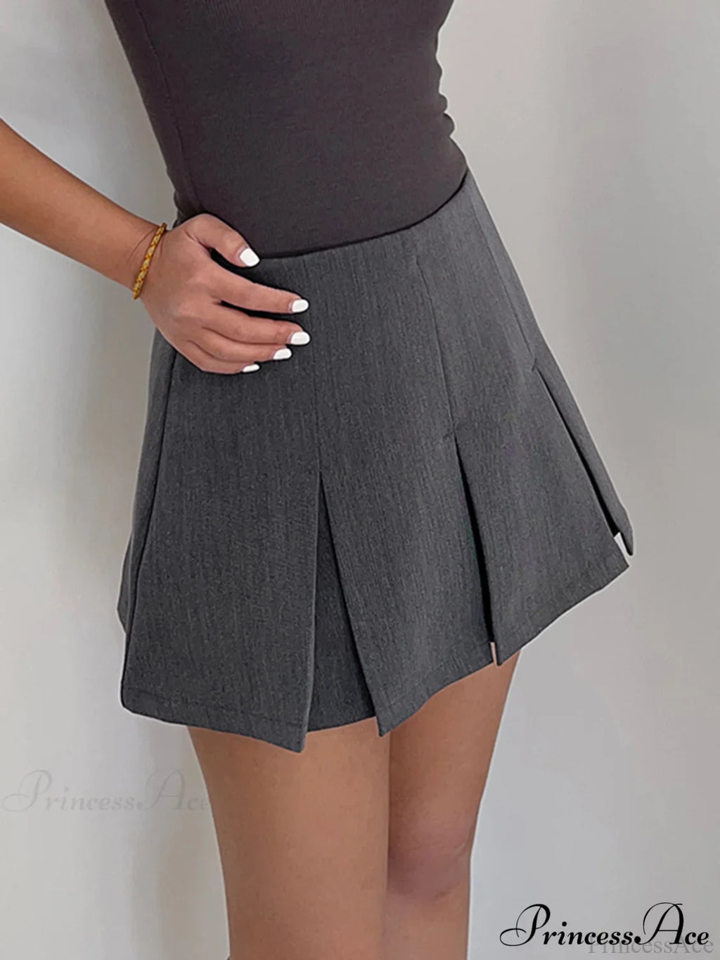 Casual Pleated Graceful Hem Mini Skirt