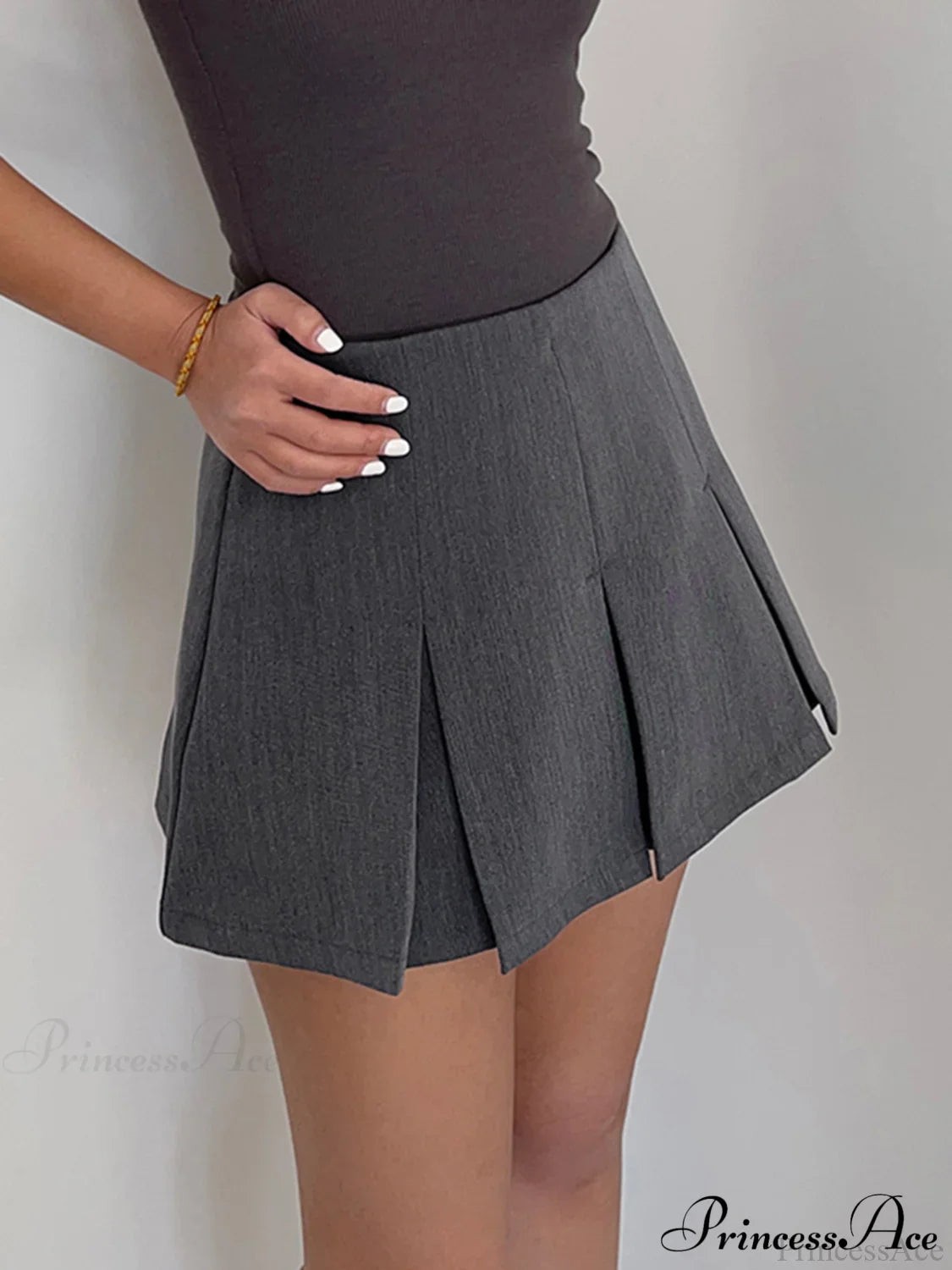 Casual Pleated Graceful Hem Mini Skirt