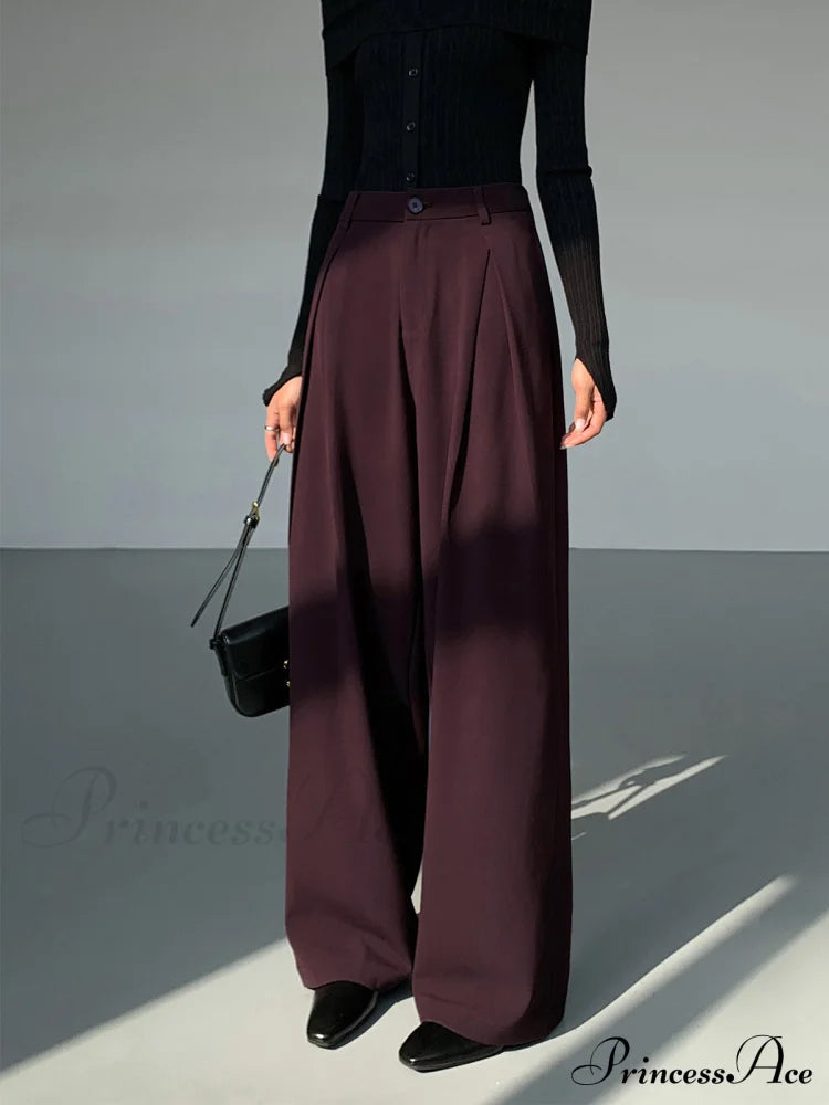 Casual Pleated Graceful Wide Leg Pants