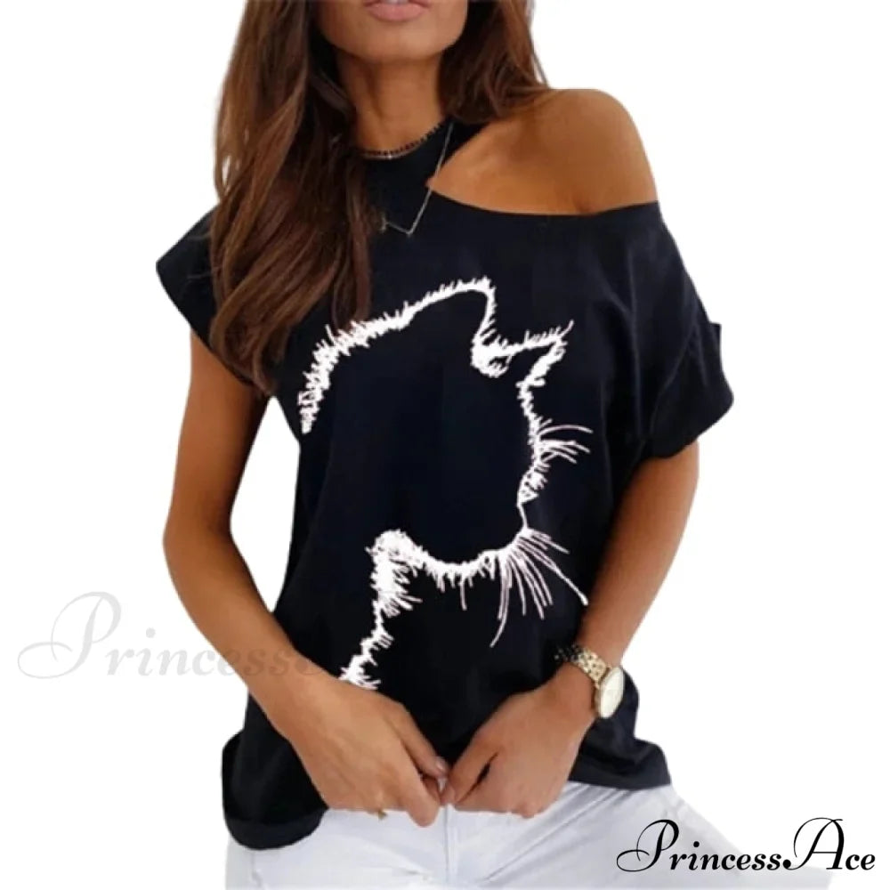 Casual Print Short Sleeve O-neck Tops