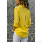 Casual Solid Color Long Sleeve Button Blouse