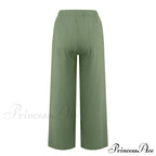Casual Solid Drawstring Patchwork Low-Waisted Flare Spring Summer Pants