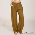 Casual Solid Drawstring Patchwork Low-Waisted Flare Spring Summer Pants