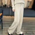 Casual Thick Knitted Elastic High Waist Loose Wide Leg Long Striped Pants
