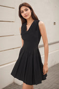 Lace Trim Peter Pan Collar Pleated Fit and Flare Mini Dress
