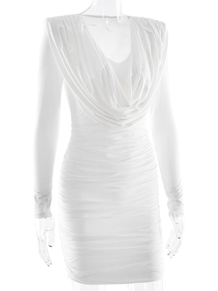 Modern Ruched Mini Dress With Deep V Neck For Women 2026