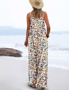 Full Size Floral Print Wide Leg Casual Jumpsuit Plus Size
