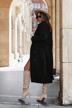 Blazer Lapel Belted Wool Sleeve Overcoat
