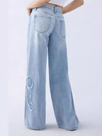 Butterfly embroidered straight jeans