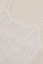 White Split Backless Tie Knit Cardigan Sweater Dress