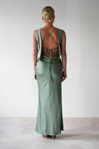Alanna Soft Matte Satin Maxi Dress | Olive