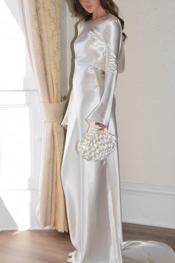 Robyn Exclusive Pearl Eden Maxi Dress with an Open Cowl Neckline and Satin Back Premium Wardrobe Essential