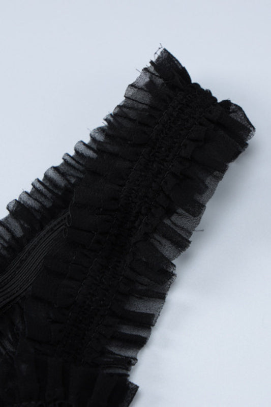 Black Lace Detail Bow Front Midi Dress