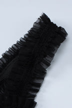 Black Lace Detail Bow Front Midi Dress
