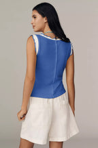 Sweet Contrast Ribbed Patchwork Tank Top
