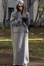 Button Detail Wool Blend Overcoat