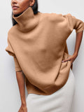 Solid High Neck Loose Sweater