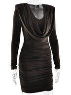 Modern Ruched Mini Dress With Deep V Neck For Women 2026