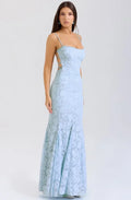 Joan-B Back Lacing Floral Jacquard Dress
