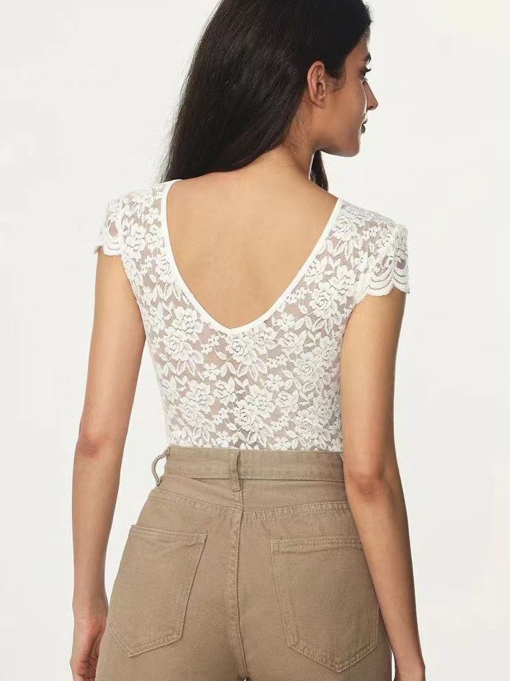 Bodysuit White Lace Tops For Women