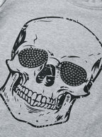 Skull Rhinestone Print Short Sleeve Tee