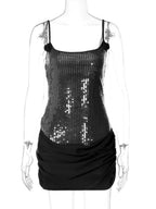 Rose Detail Sequin Square Neck Bodycon Mini Party Dress For Women 2026