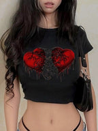 Punk Heart Printed Crop Top