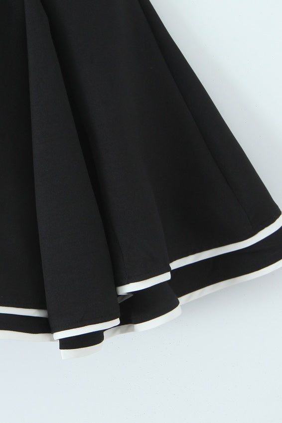 Black Contrast Bustier Lace-up Back Dress