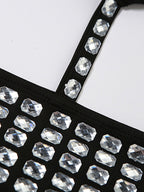 Rhinestone Decor Tie Up Backless Halter Vest