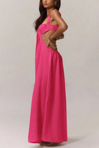Solid Color Casual Camisole Loose Stretch Wide-leg Jumpsuit