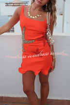 Beachside Dreams Starfish Sequin Wave Hem Stretch Tank Mini Dress