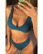 | Ribbed Solid Color Bikini