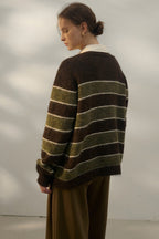 Relaxed Stripe Knit Cardigan