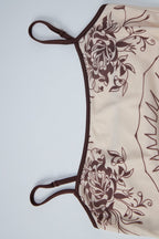 Brown Spaghetti Strap Square Neck Graphic Print Bodycon Mini Dress