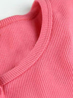 Solid Ribbed Breasted Long Sleeve Tee