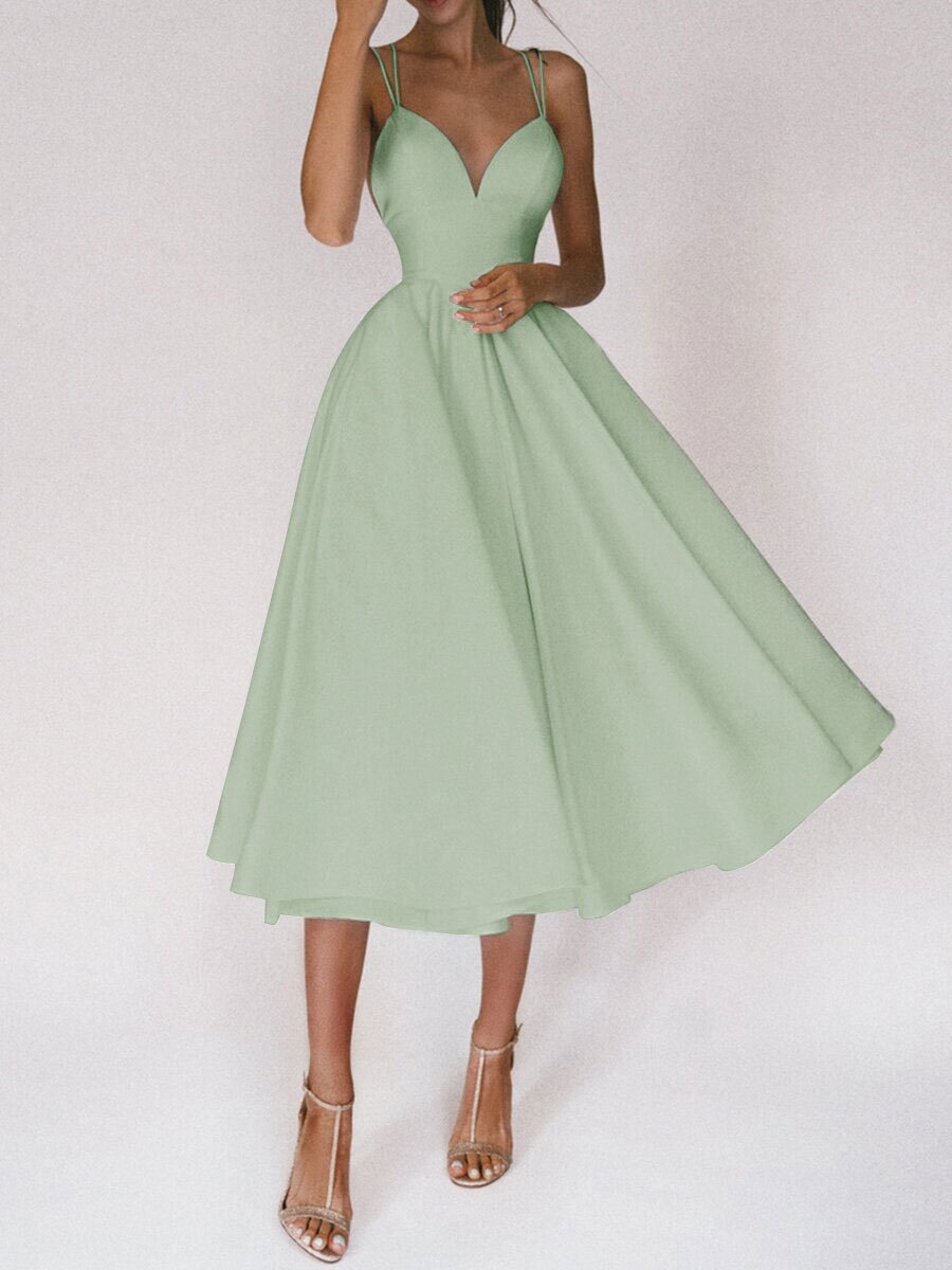 A-Line Suspender Midi Dress
