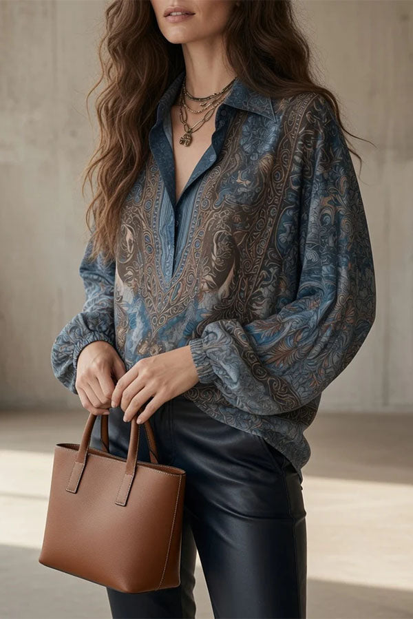 Paisley Jacquard Marble Satin Shirt