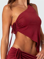 One Shoulder Lace-up Asymmetry Tank Top