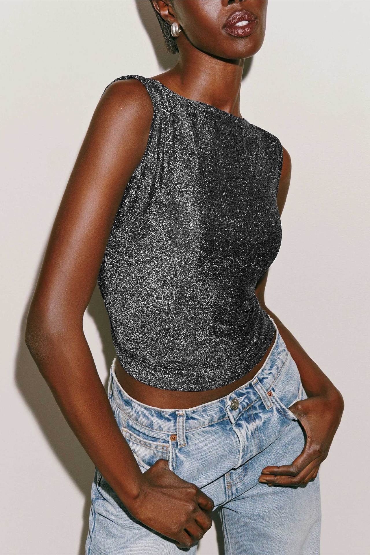 Y2K Sequin Sleeveless Bodycon  Tank Top