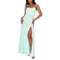 Embroidered Strapless Dress with Front Slit
