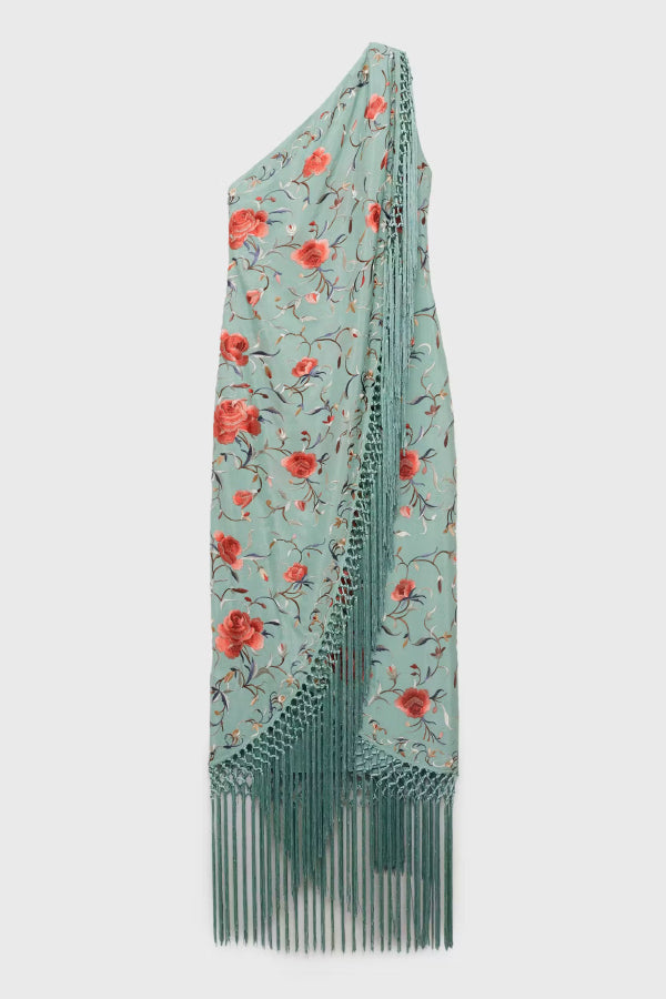 Floral Print Halter Neck Sleeveless Elegant Tassel Maxi Dress