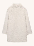 White Faux Fur Midi Coat Notched Lapel Winter Eco-friendly Long Jacket For Women 2026
