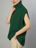 Solid High Neck Loose Sweater Vest