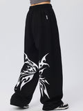 Vintage Butterfly Print Loose Sweatpants