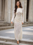 Cecilia Mesh Maxi Dress In White