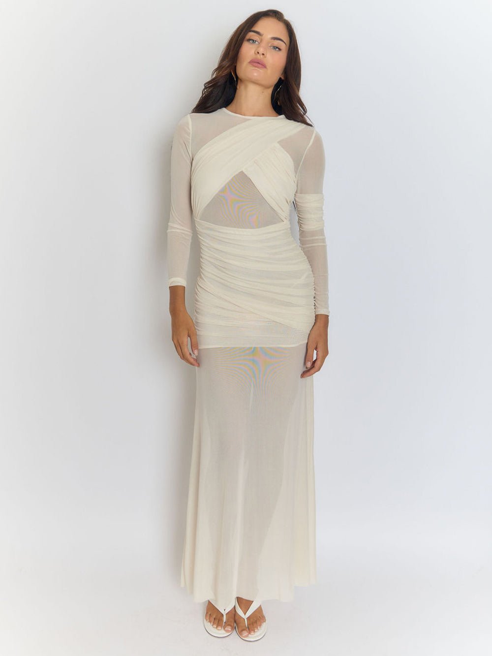 Cecilia Mesh Maxi Dress In White